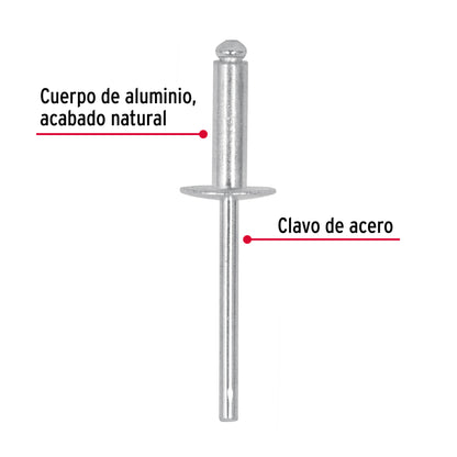 Remaches Aluminio 3/16 x 1/2 Bolsa 50pz