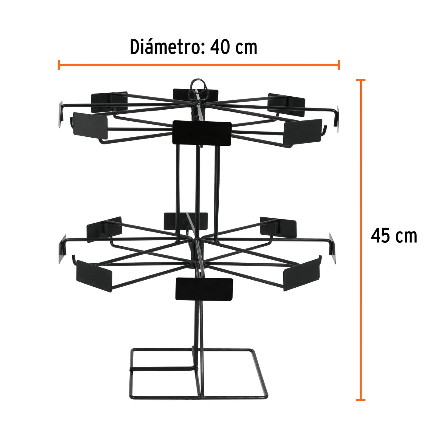 Rack de impulso giratorio para mostrador con portaprecios