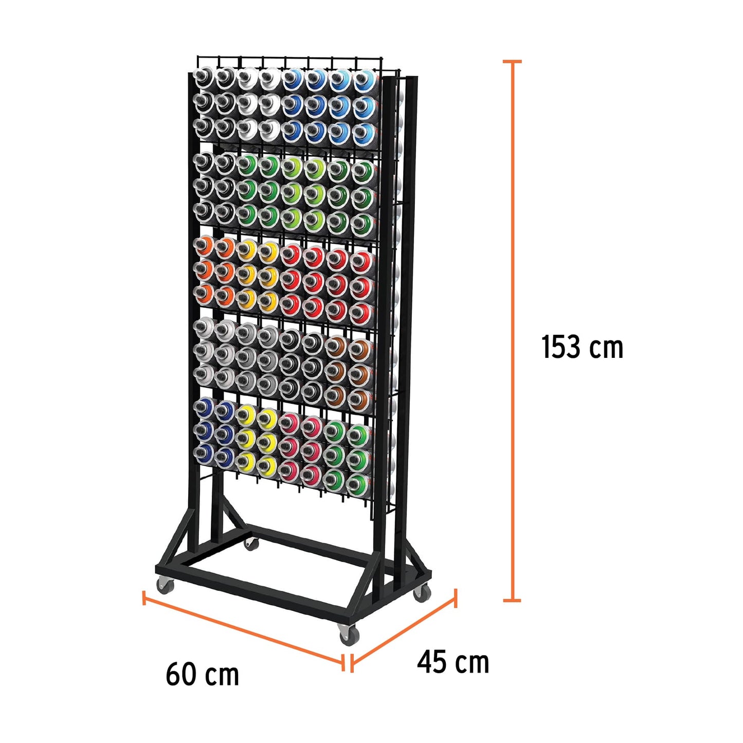 Rack para 120 pinturas en aerosol