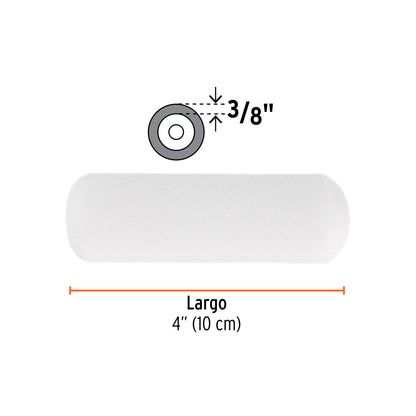 Felpas para mini rodillo de esponja de 4 pulgadas por 3/8