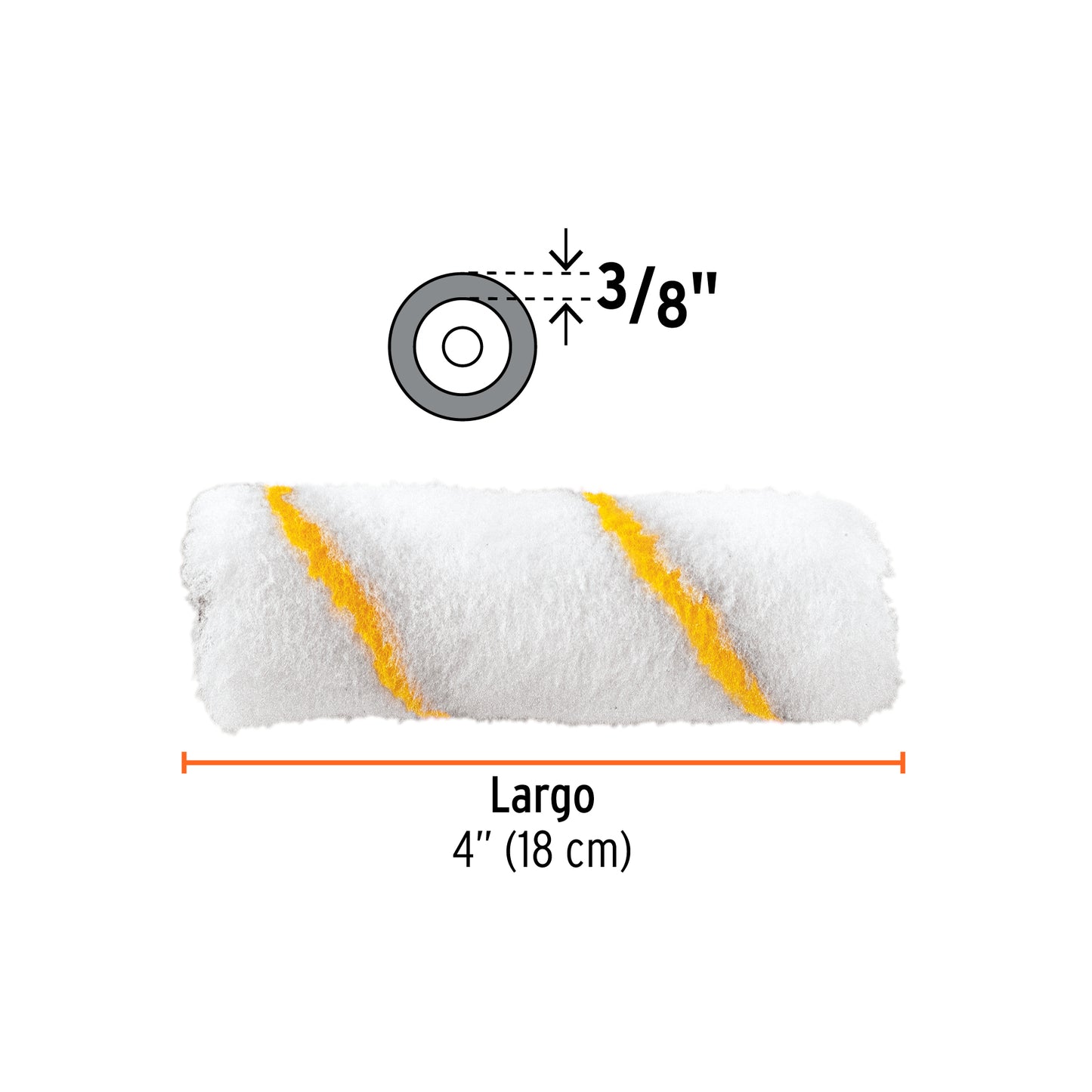 Felpas para mini rodillo de 4 pulgadas por 3/8 de poliéster