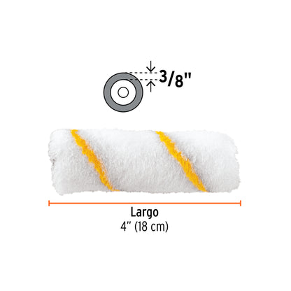 Felpas para mini rodillo de 4 pulgadas por 3/8 de poliéster