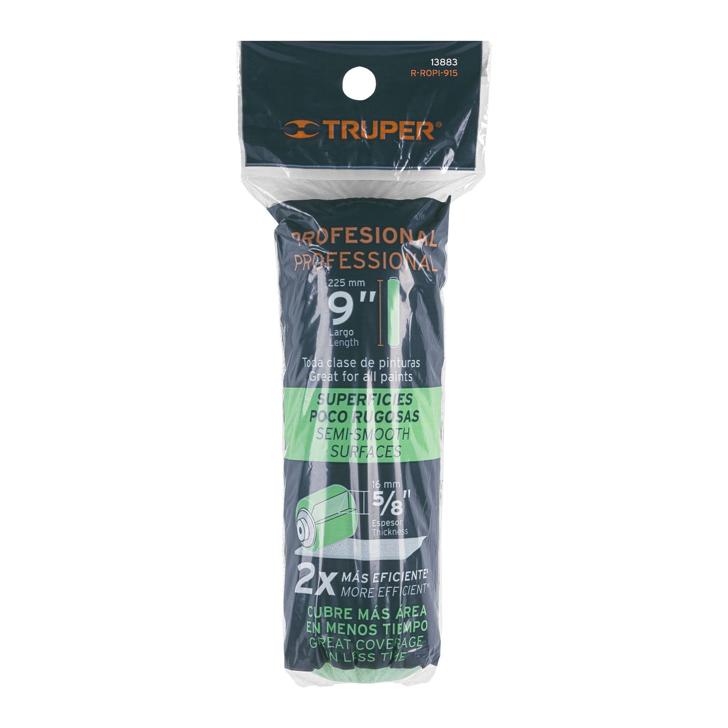 Felpa para rodillo de 9 pulgadas por 5/8 para superficies poco rugosas