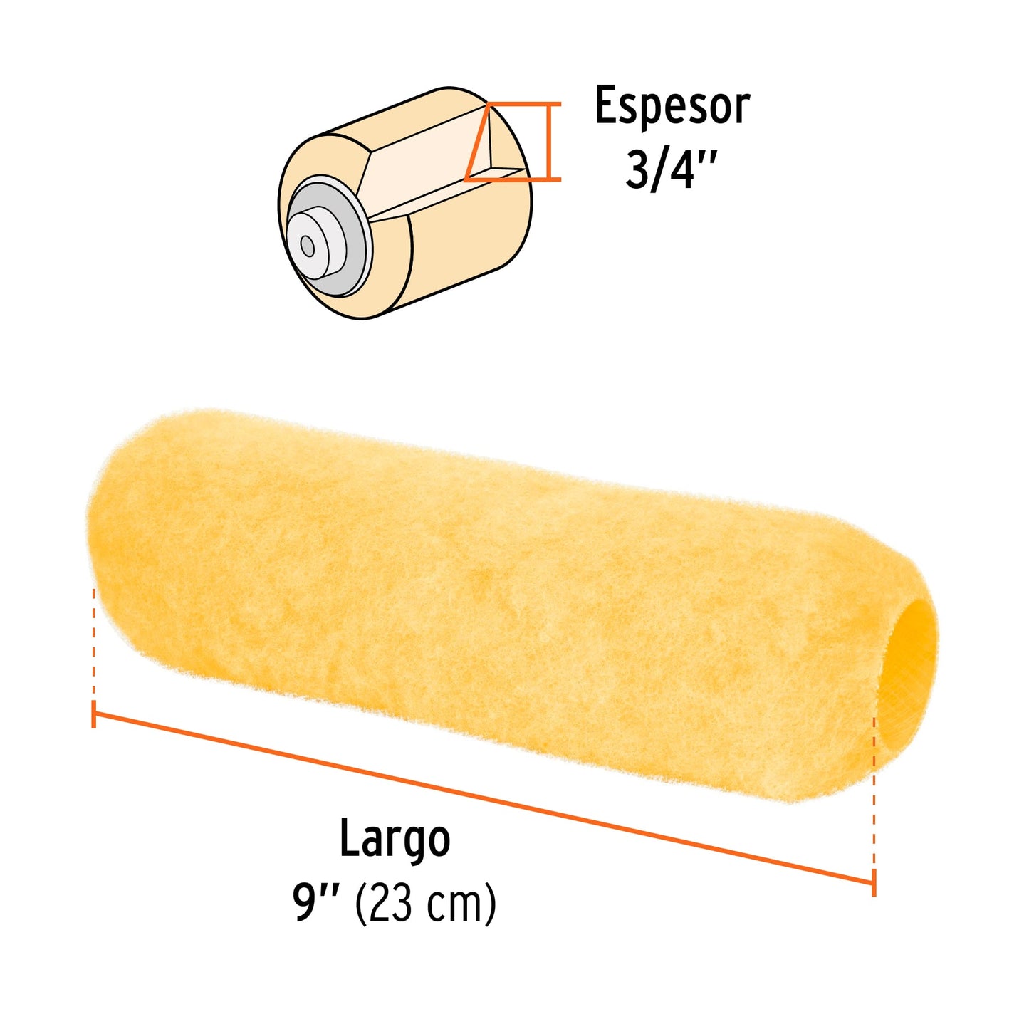 Felpa para rodillo de 9 pulgadas por 3/4 para superficies rugosas
