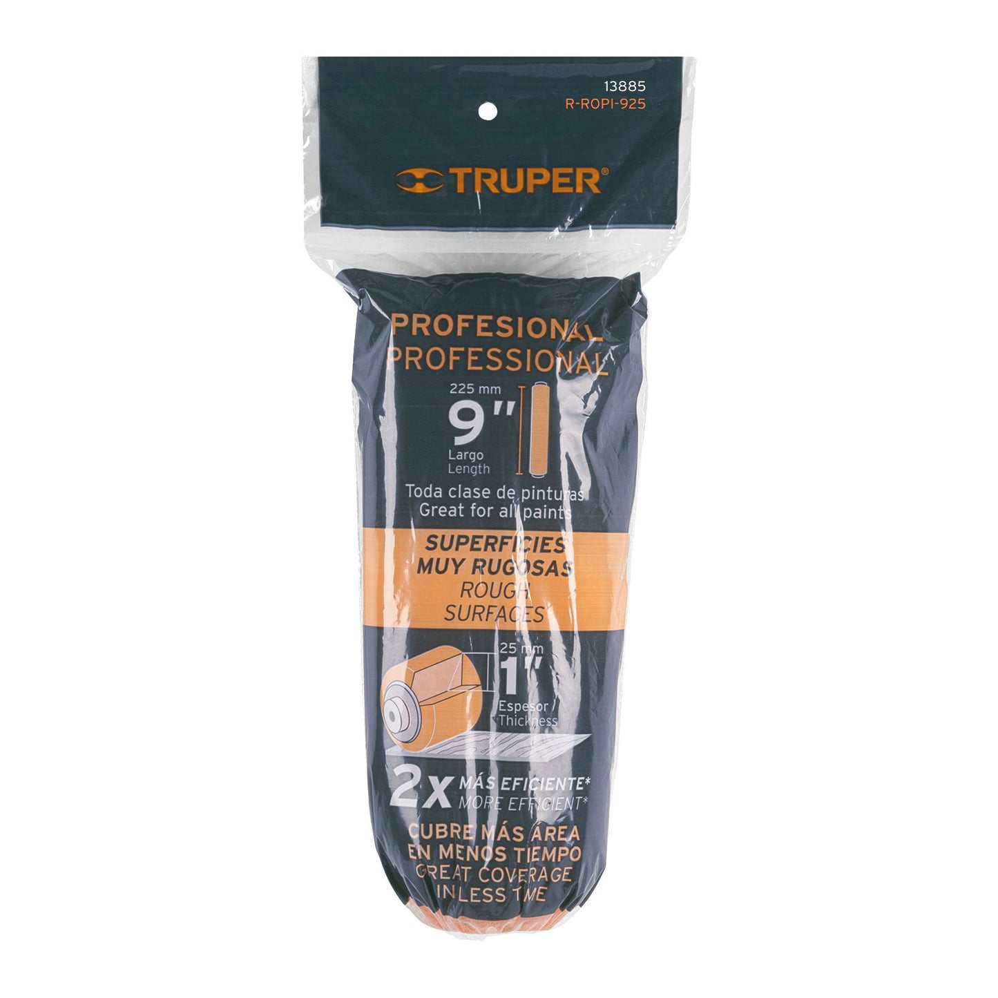 Felpa para rodillo de 9 pulgadas por 1 para superficies muy rugosas