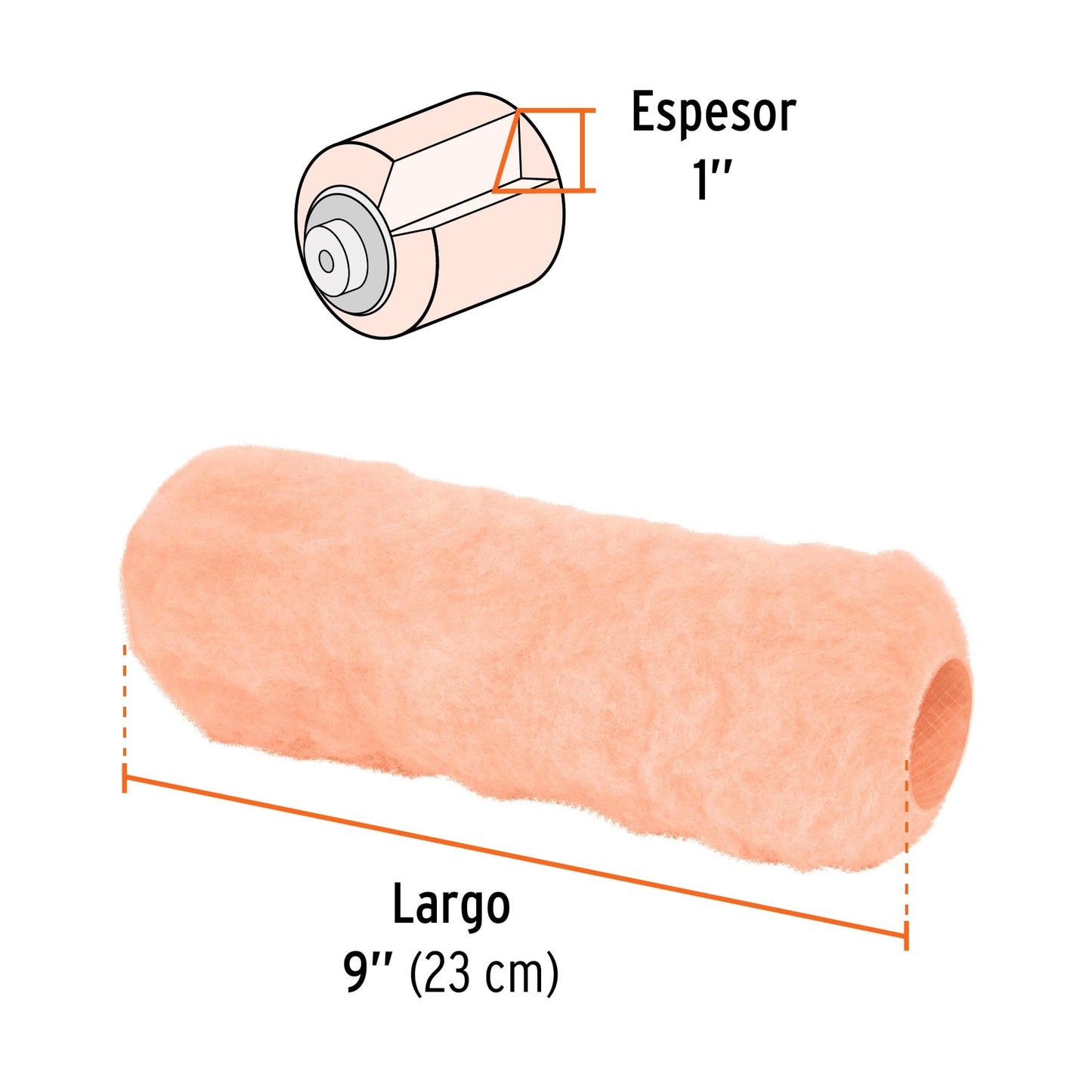 Felpa para rodillo de 9 pulgadas por 1 para superficies muy rugosas
