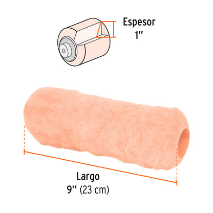 Felpa para rodillo de 9 pulgadas por 1 para superficies muy rugosas