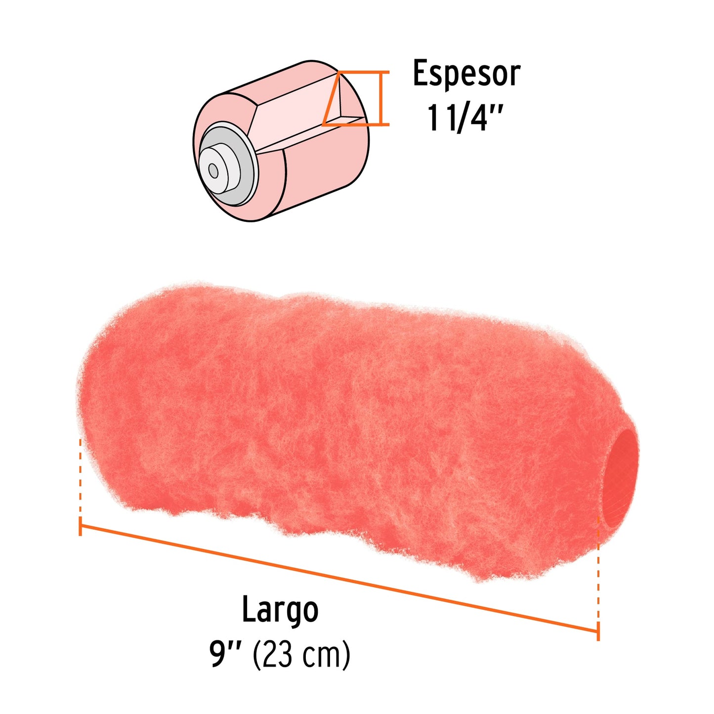 Felpa para rodillo de 9 pulgadas por 1 1/4 para superficies extrarrugosas