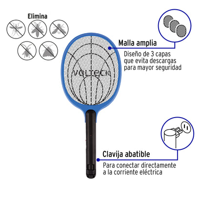 Raqueta mata moscas y mosquitos, recargable, VOLTECK BASIC · vista 2