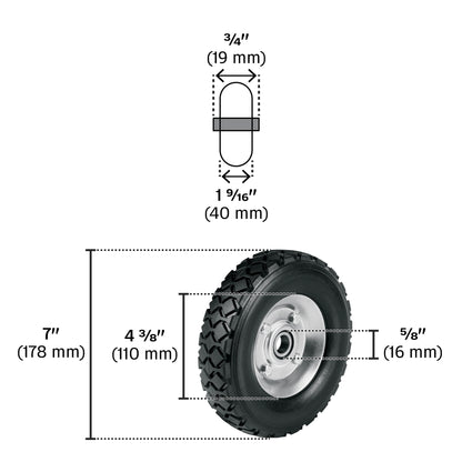 Rueda de hule sólido imponchable 7", un balero · vista 3