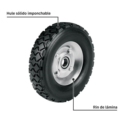 Rueda de hule sólido imponchable 7", un balero · vista 2