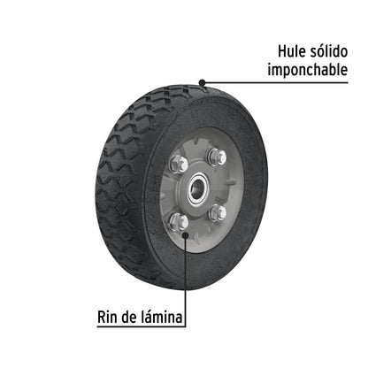 Rueda de hule sólido de 7" para diablo con doble balero