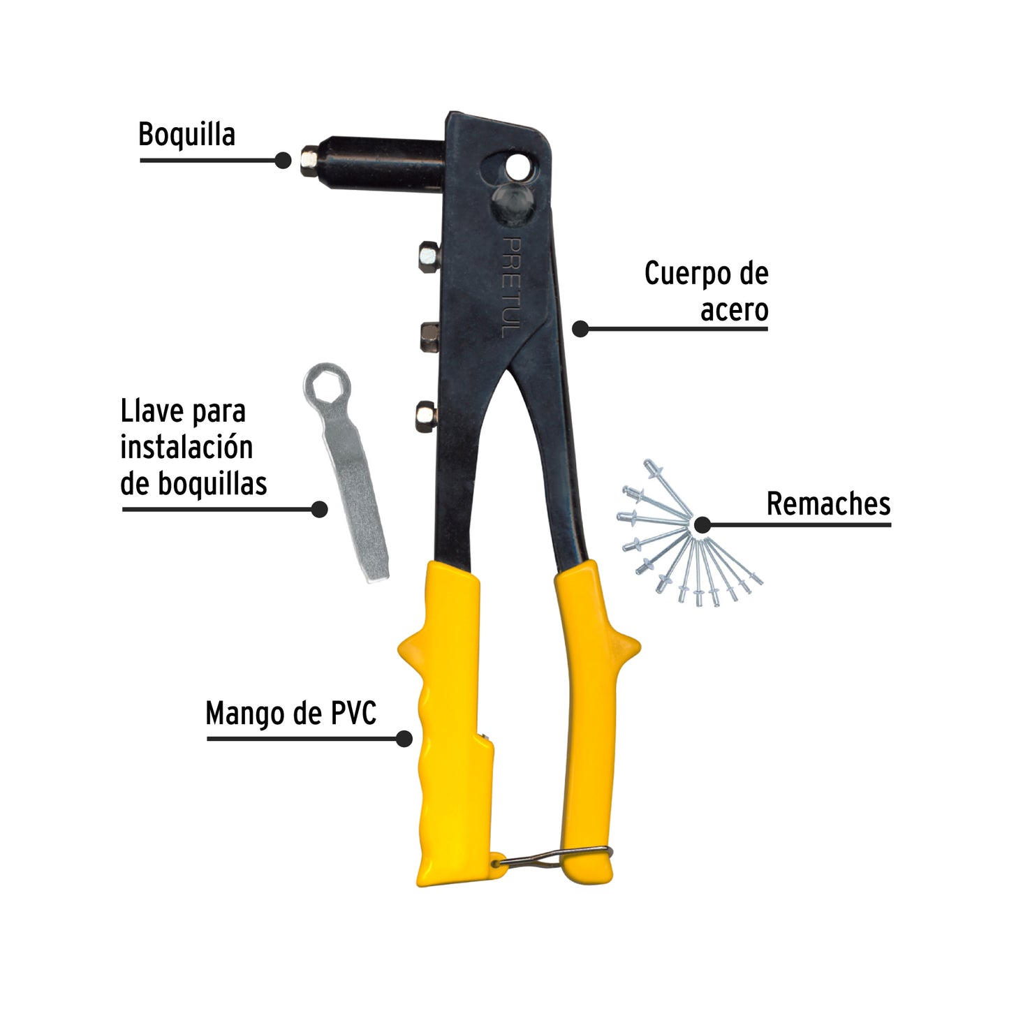 Remachadora Manual de 10" con Remaches Incluidos