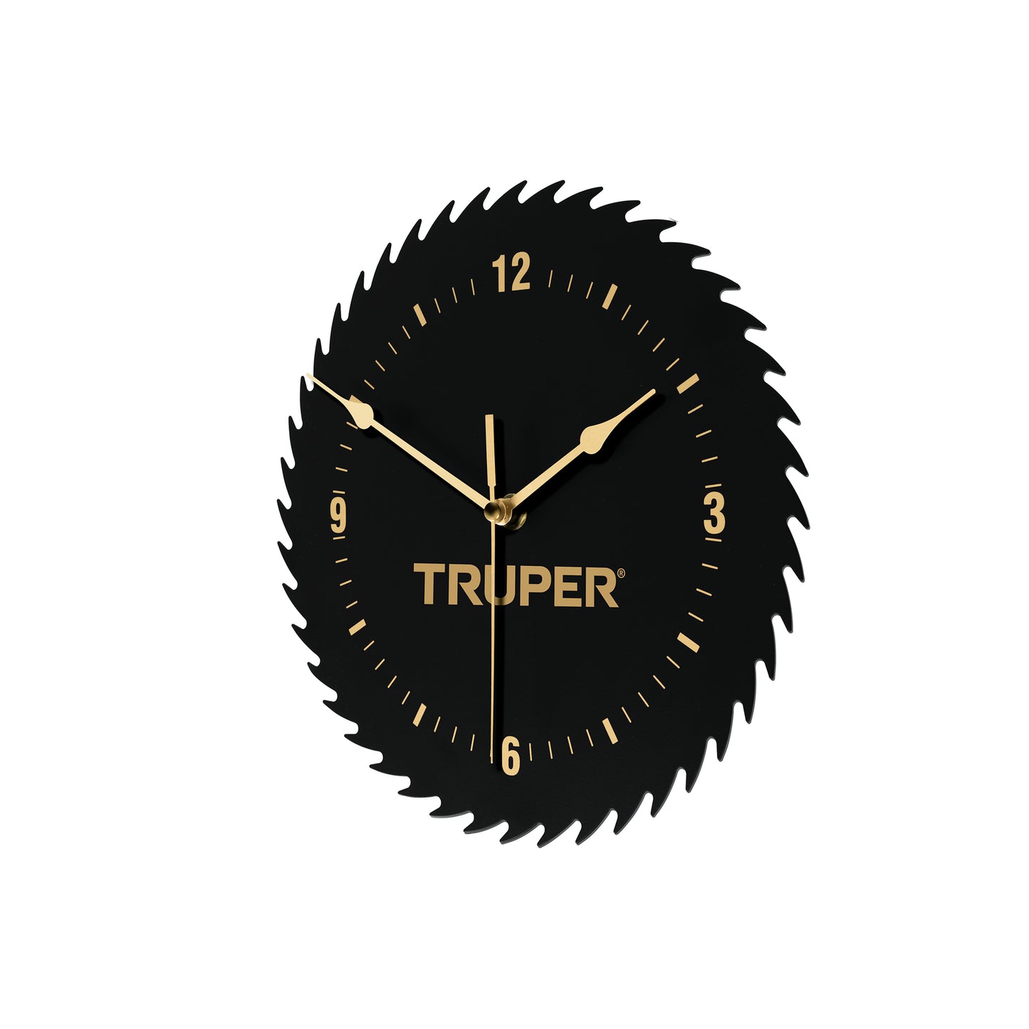 Reloj de pared con diseño de disco sierra y movimiento de cuarzo