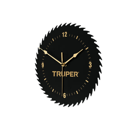 Reloj de pared con diseño de disco sierra y movimiento de cuarzo