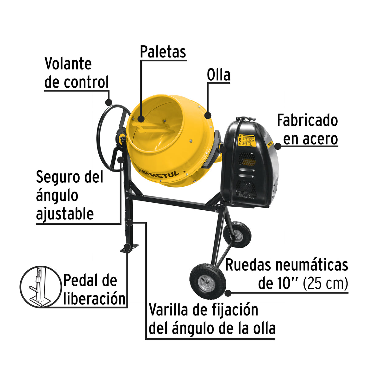 Revolvedora de concreto 1/2 saco, uso ligero, gasolina, 160L · vista 2
