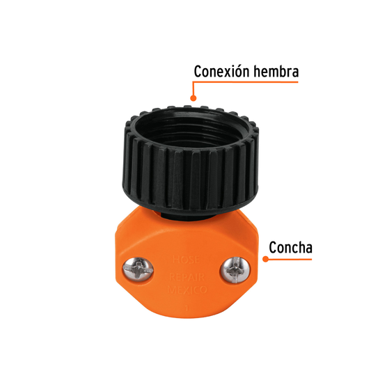 Conector 1/2pulg. hembra de ABS para manguera