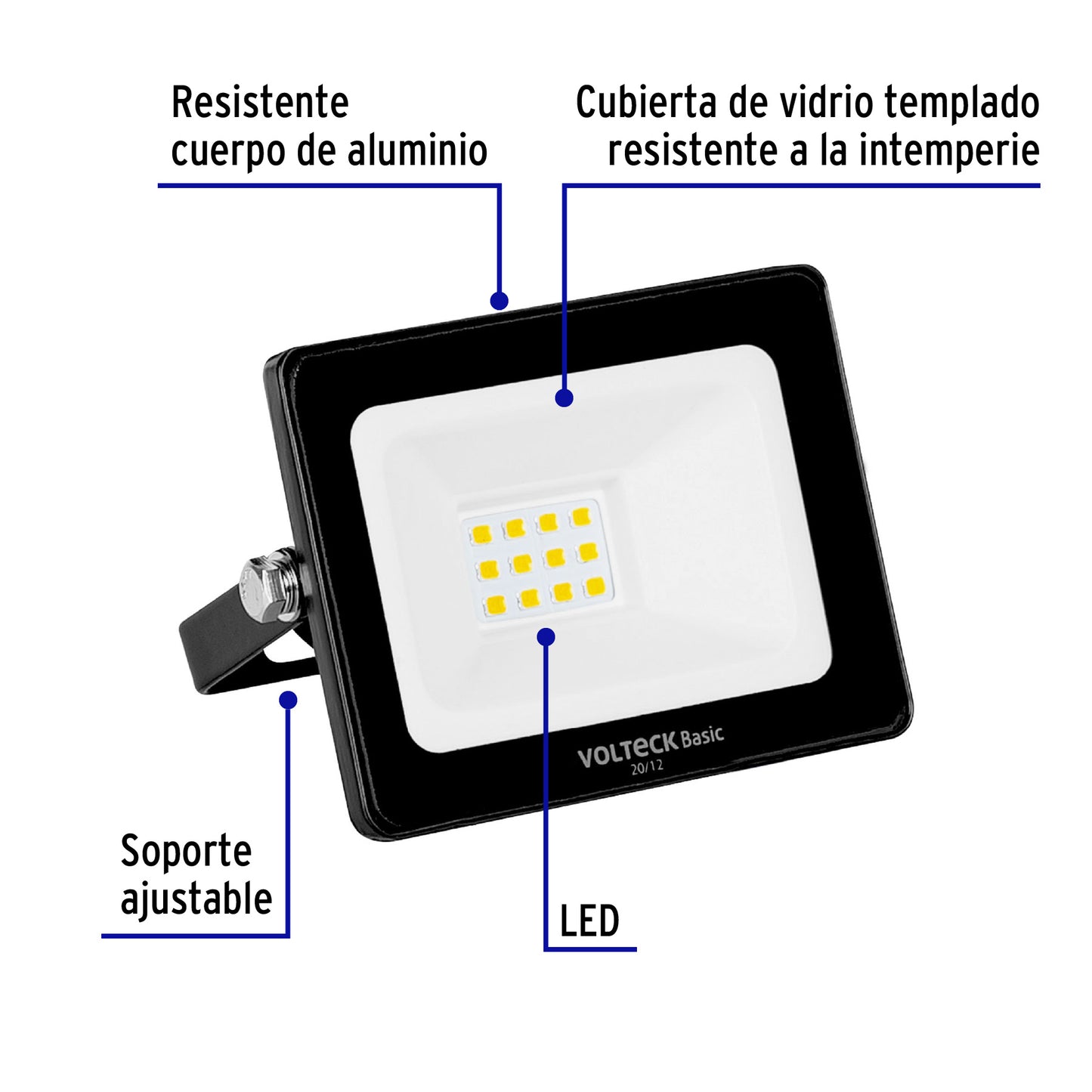 Reflector LED para exteriores de 10 W con luz de día