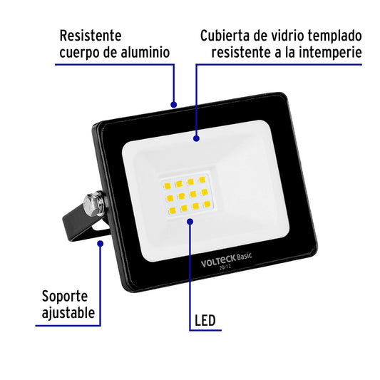 Reflector LED para exteriores de 10 W con luz de día