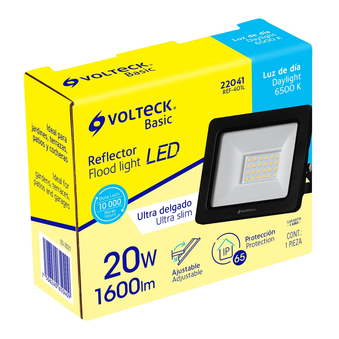 Reflector LED para exteriores de 20 W con luz de día