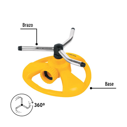 Aspersor giratorio de 3 brazos con base plástica