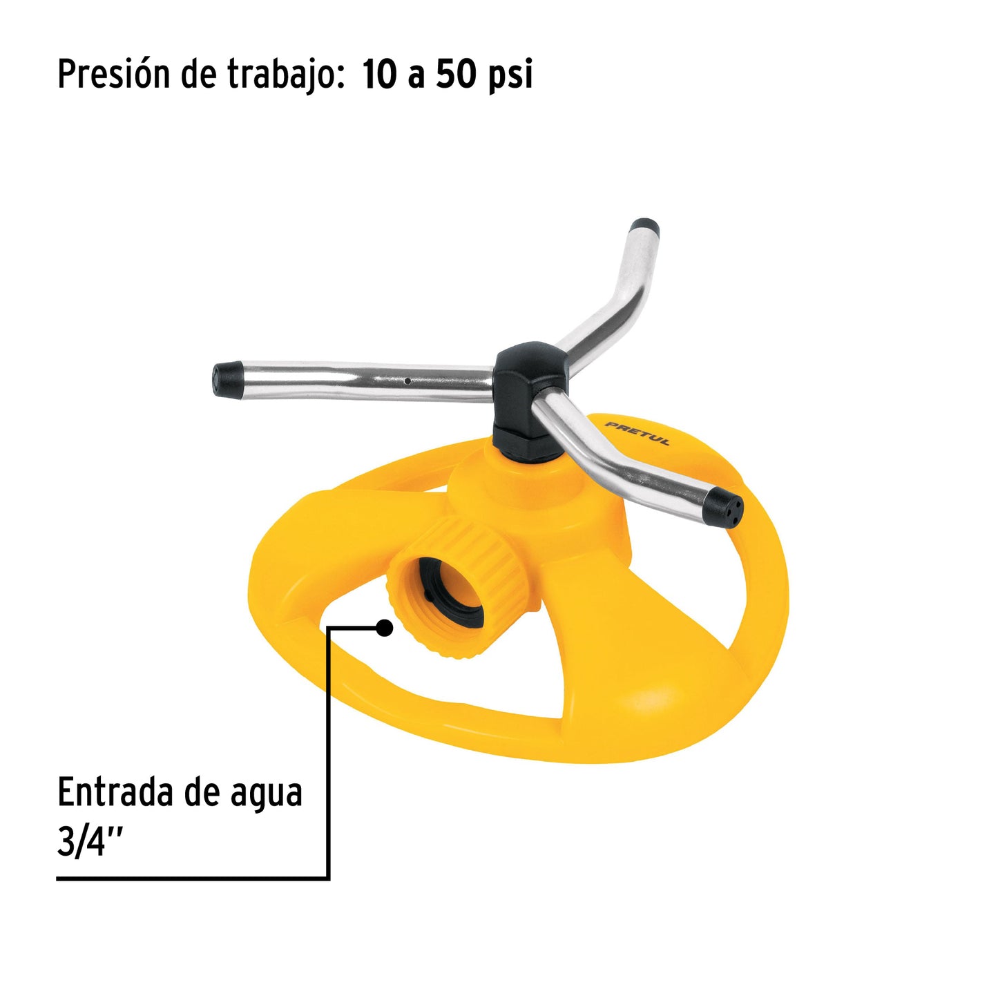 Aspersor giratorio de 3 brazos con base plástica