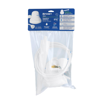 Regadera eléctrica blanca de 4 temperaturas con manguera y brazo incluido