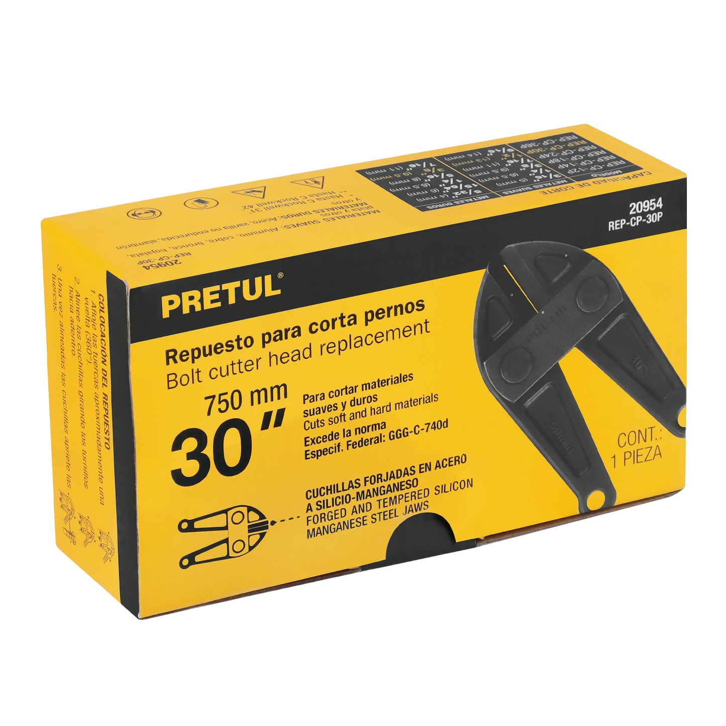 Cuchillas de repuesto para cortapernos de 30 pulgadas con acero al cromo manganeso