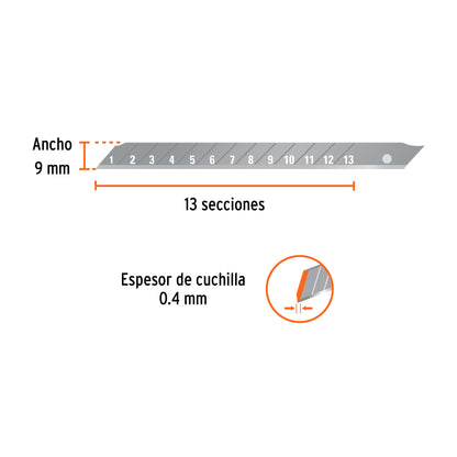 Estuche con 10 cuchillas de 9 mm para cutter