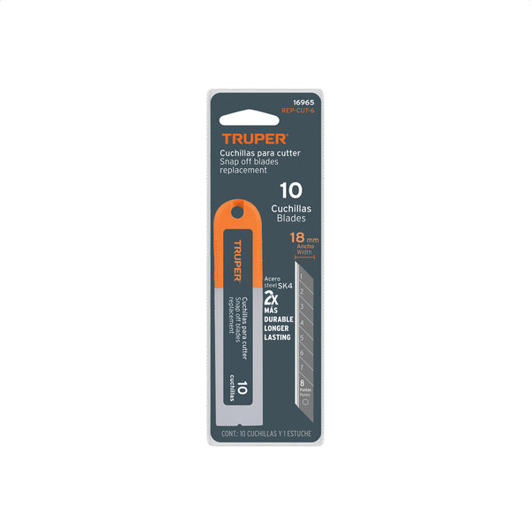 Estuche con 10 cuchillas de 18 mm para cutter