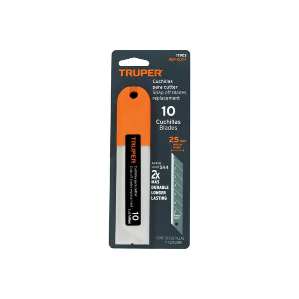 Estuche con 10 cuchillas de 25 mm para cutter