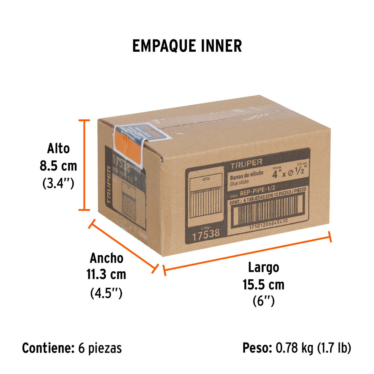 Blíster con 12 barras de silicón de repuesto para PIPE-1/2 · vista 4