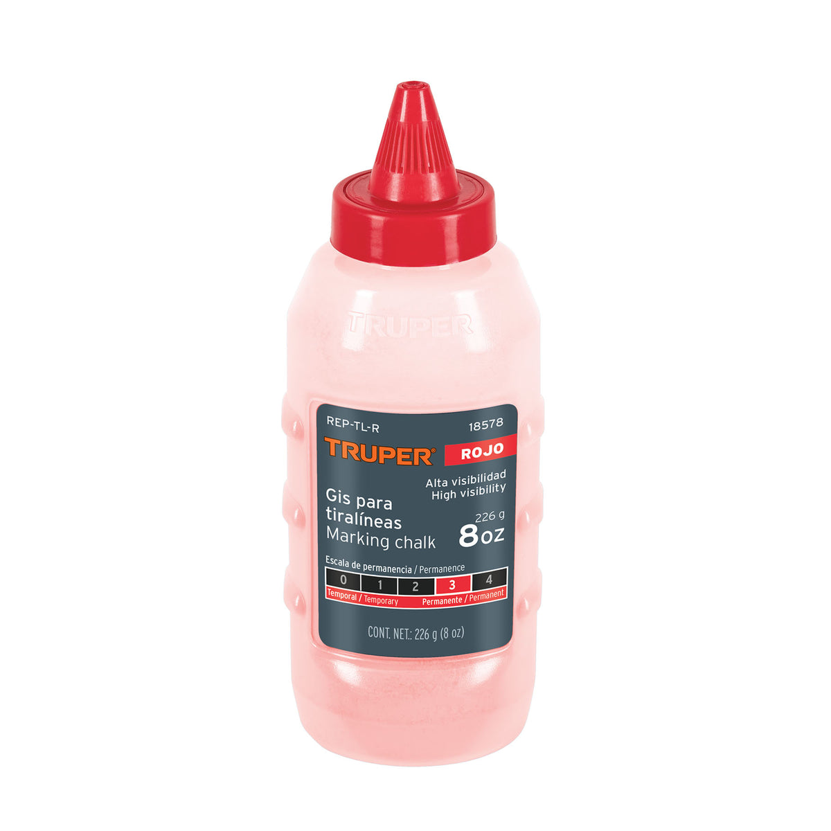 Gis rojo para tiralíneas, alta visibilidad, 8 oz