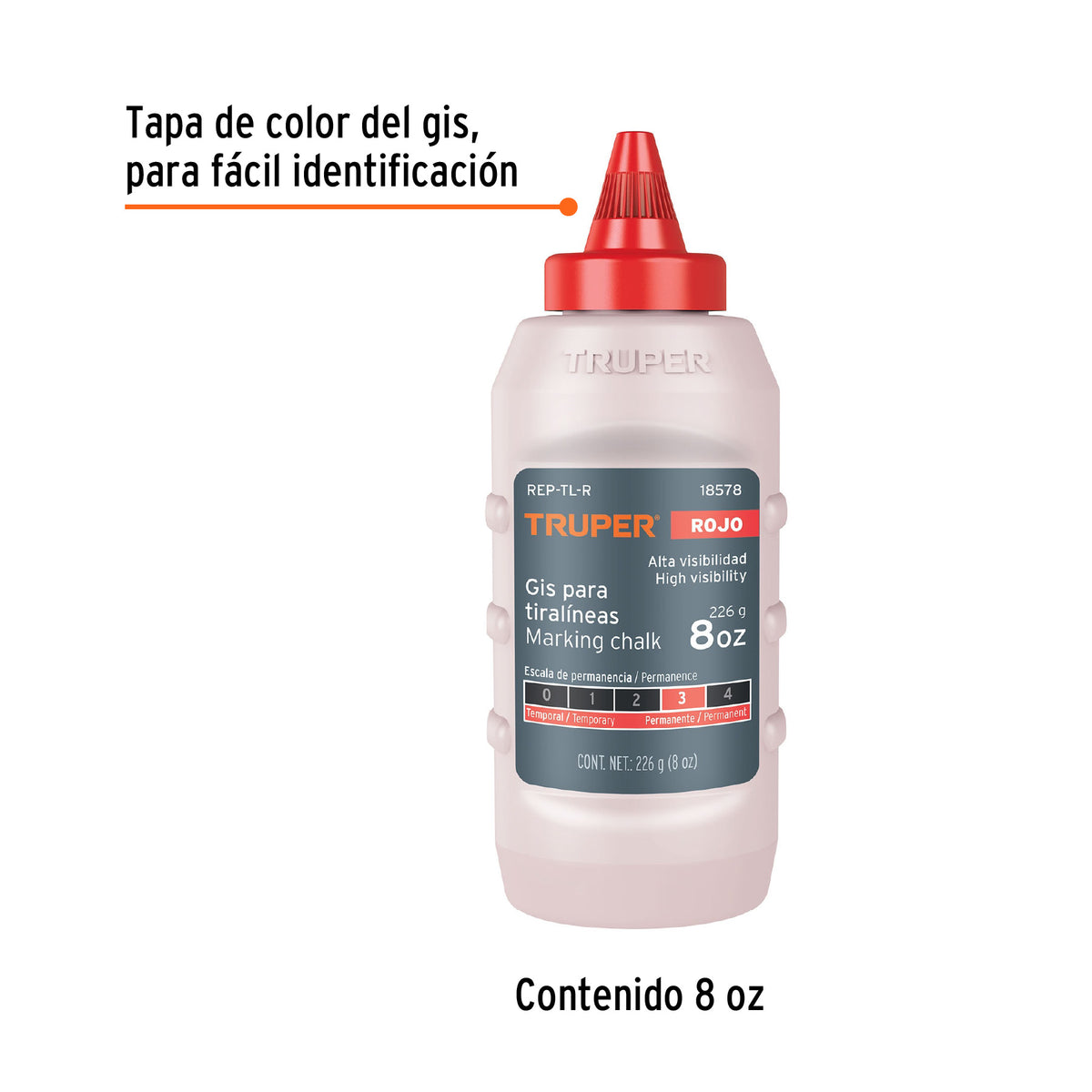 Gis rojo para tiralíneas, alta visibilidad, 8 oz · vista 2