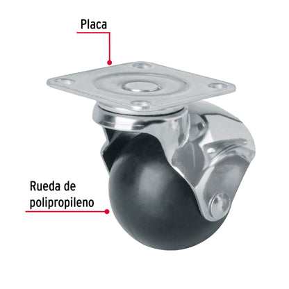 Rodaja Esférica con Placa 50mm