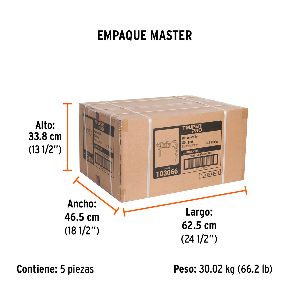 Rotomartillo SDS Plus/destornillador 3.2 J, 800W, TRUPER PRO · vista 8