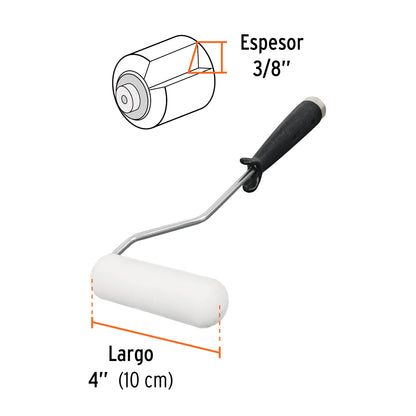 Mini rodillo para pintar de 4 pulgadas por 3/8 de esponja