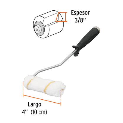 Mini rodillo para pintar de 4 pulgadas por 3/8 de poliéster