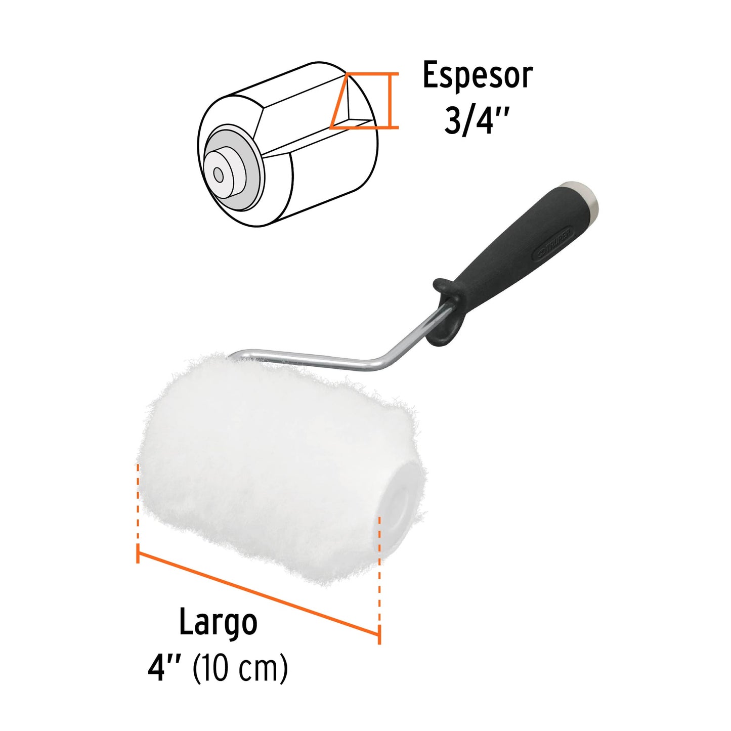 Mini rodillo para pintar de 4 pulgadas por 3/4 de poliéster