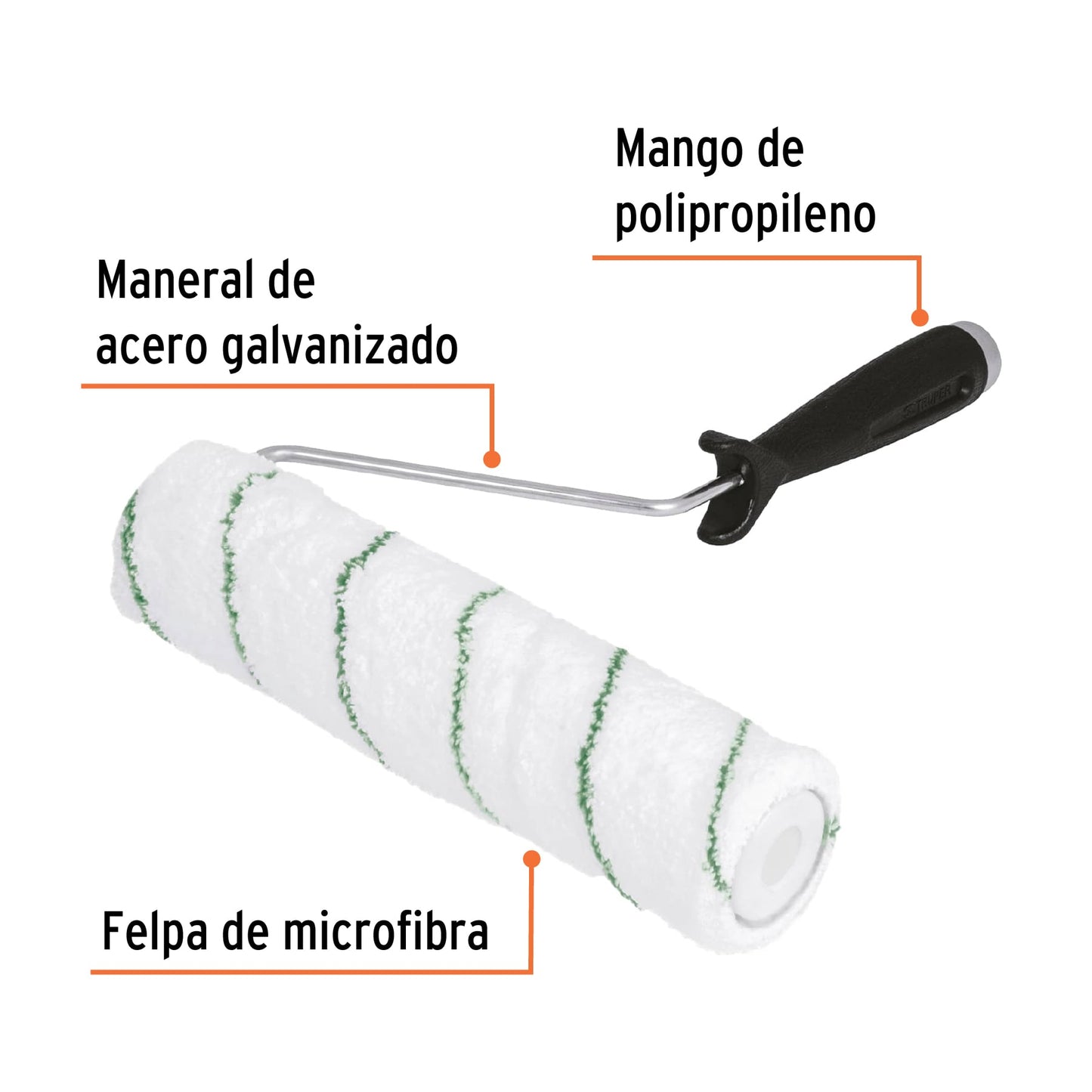 Rodillo para pintar de 9 pulgadas por 3/8 de microfibra para superficies lisas y poco rugosas