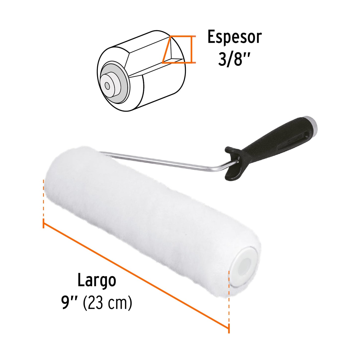 Rodillo para pintar de 9 pulgadas por 3/8 para superficies lisas
