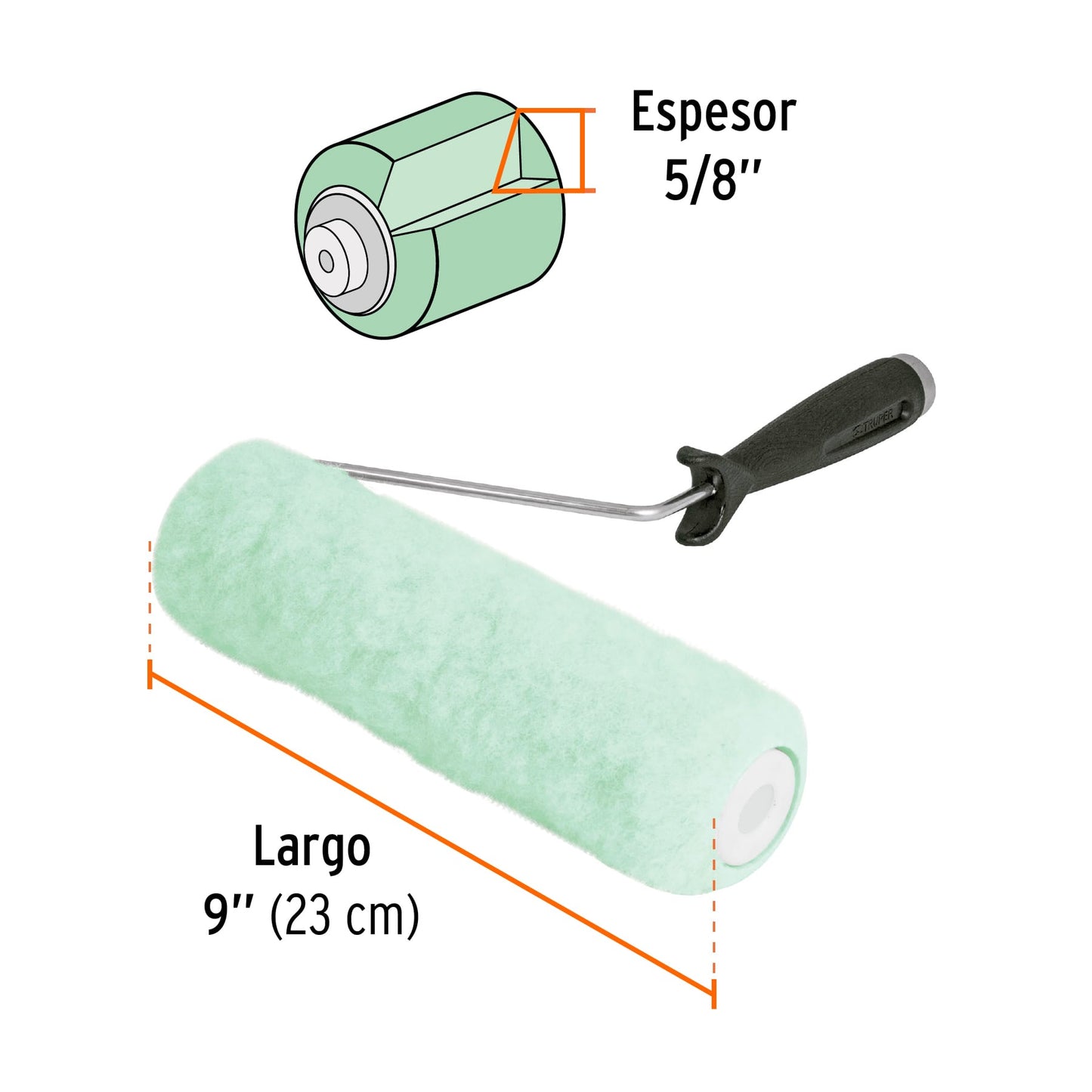 Rodillo para pintar de 9 pulgadas por 5/8 para superficies poco rugosas