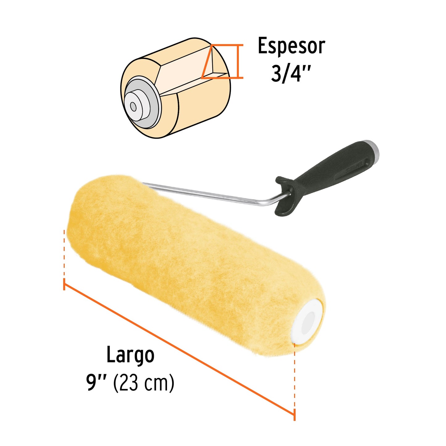 Rodillo para pintar de 9 pulgadas por 3/4 para superficies rugosas