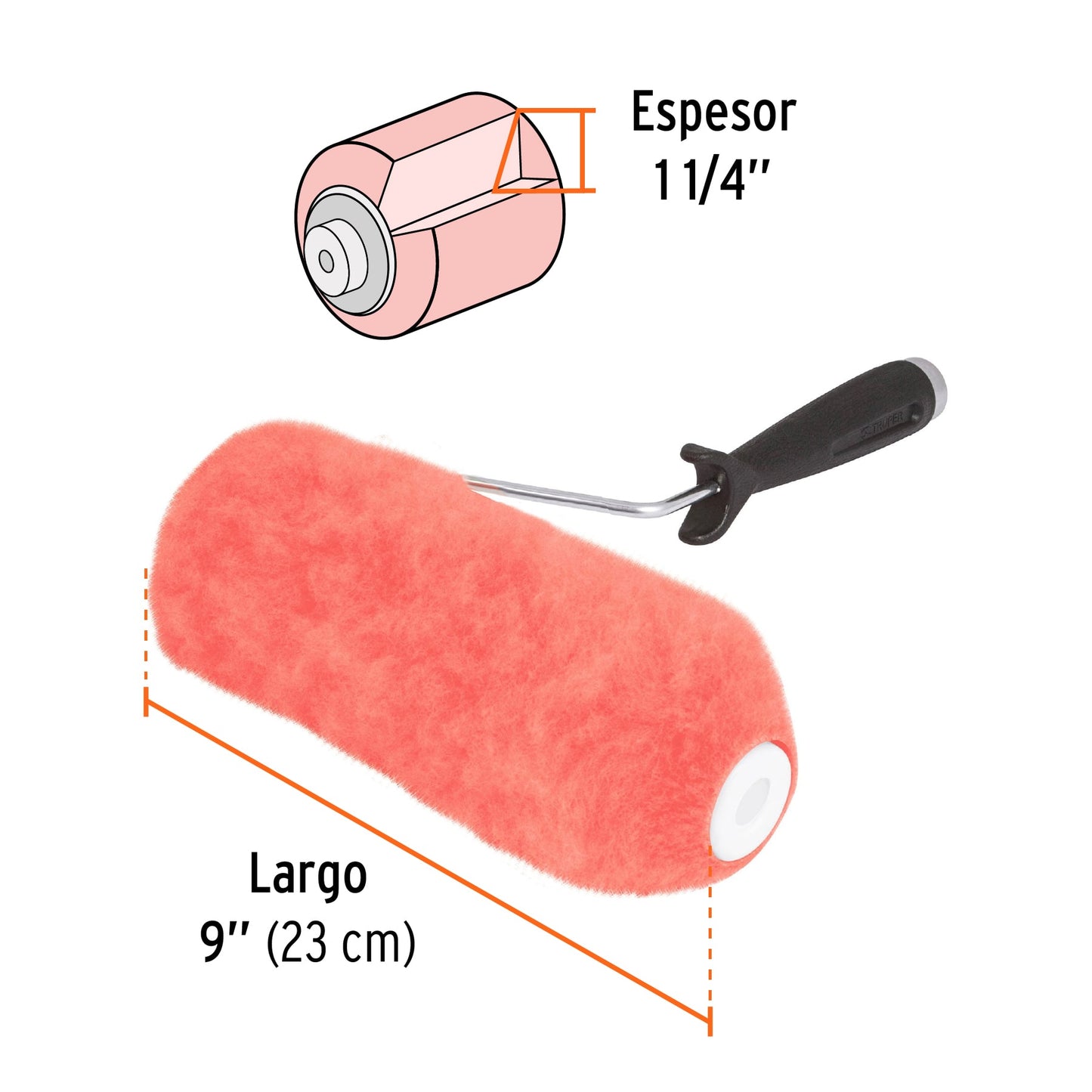 Rodillo para pintar de 9 pulgadas por 1 1/4 para superficies extrarrugosas