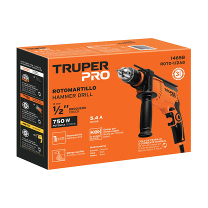 Rotomartillo/destornillador 1/2" 750 W TRUPER PRO