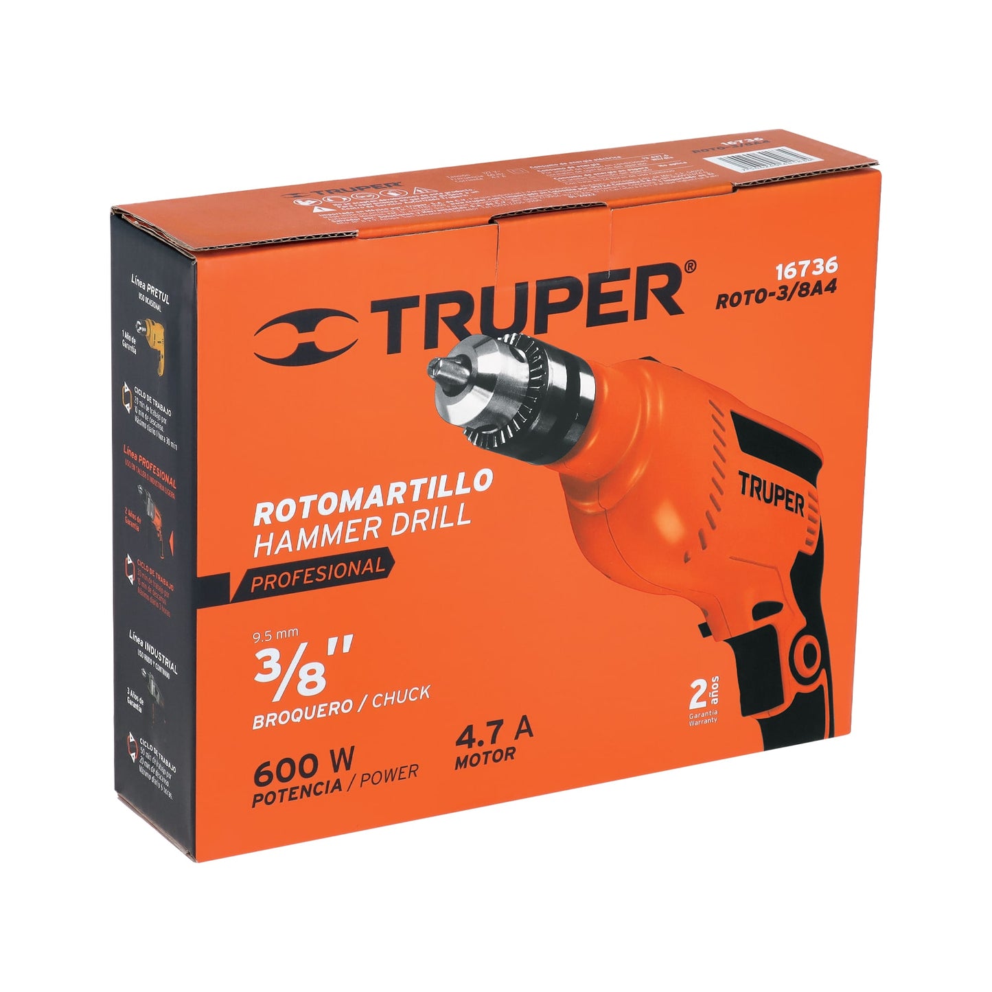 Rotomartillo/destornillador 3/8" 600 W TRUPER PRO
