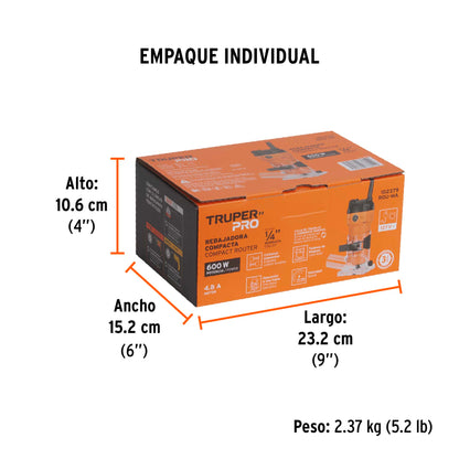 Router (rebajadora) compacto 600 W, 3/4 HP, TRUPER PRO · vista 4