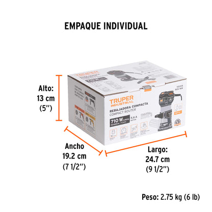 Router (rebajadora) compacto 710 W 1 HP - SKU 102315
