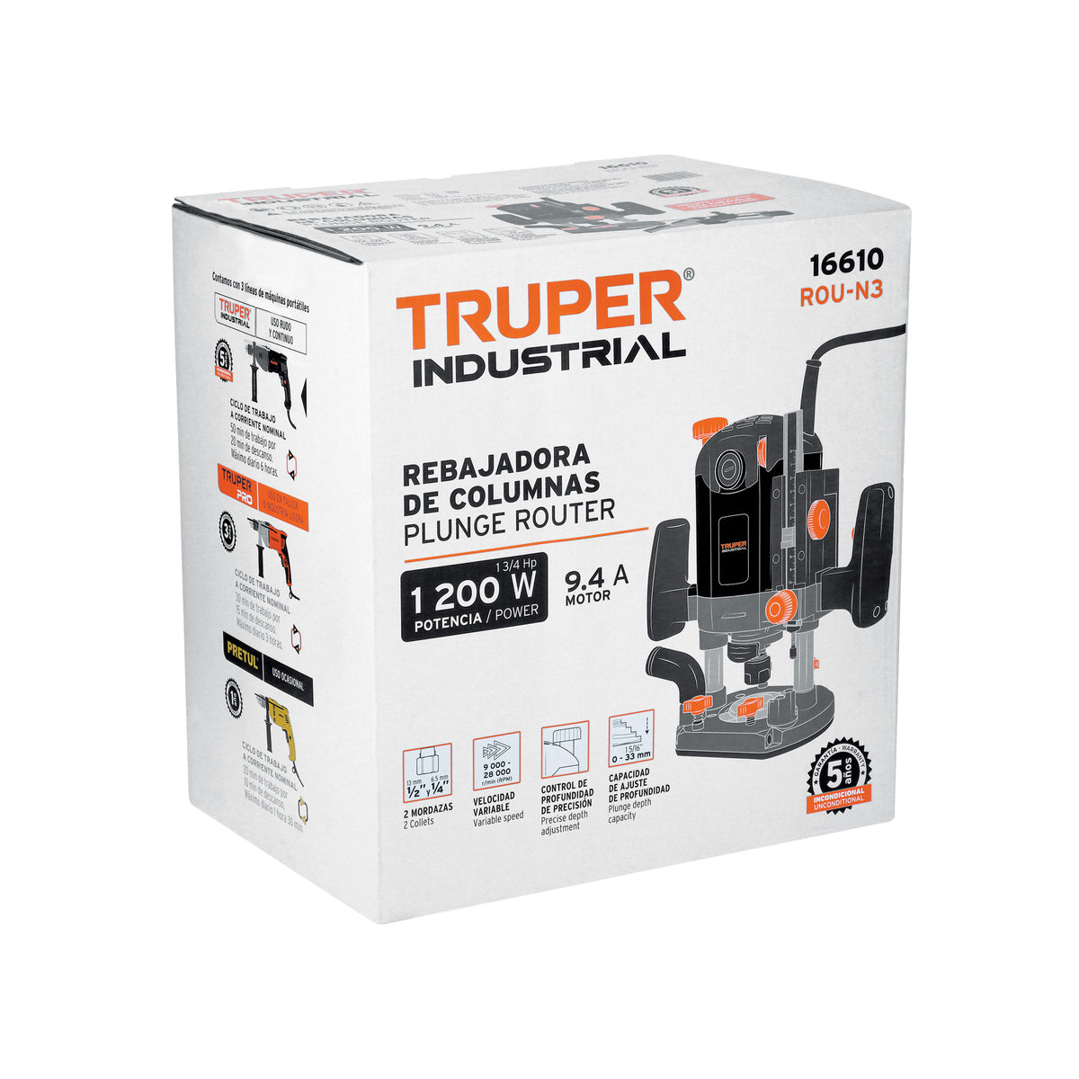 Router (Rebajadora) 1200W 1-3/4 HP INDUSTRIAL - SKU 16610