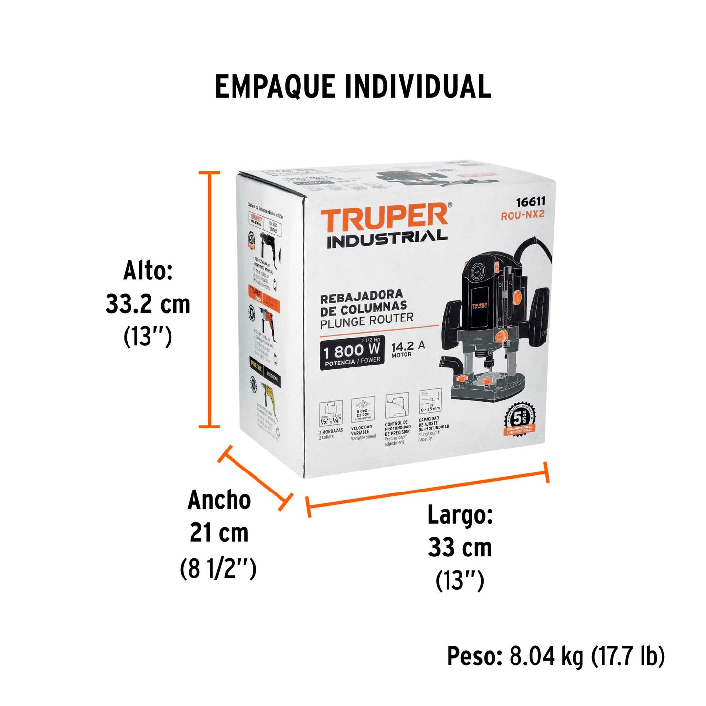 Router (Rebajadora) 1800W 2-1/2 HP INDUSTRIAL - SKU 16611